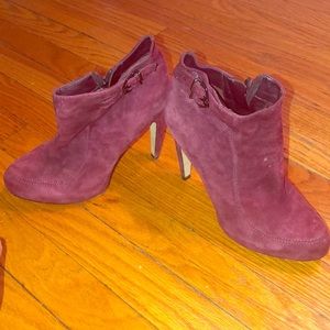 Sam Edelman burgundy suede heel booties